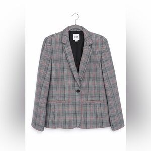 GAP Women's Black and Red Plaid Blazer